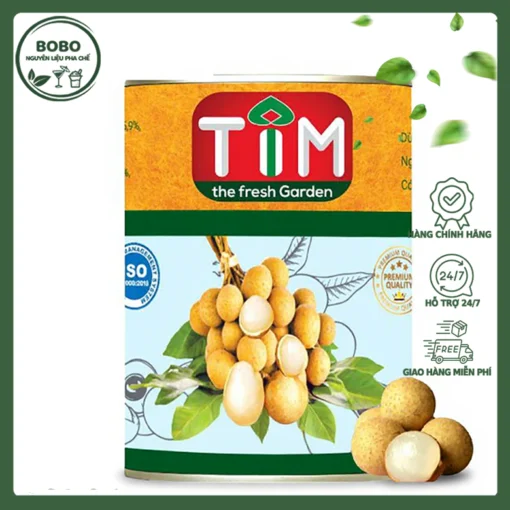 Nhãn Ngâm Nước Đường Đóng Lon Tim 565Gr