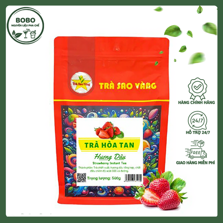 Trà Sao Vàng Hòa Tan Dâu Gói 500Gr